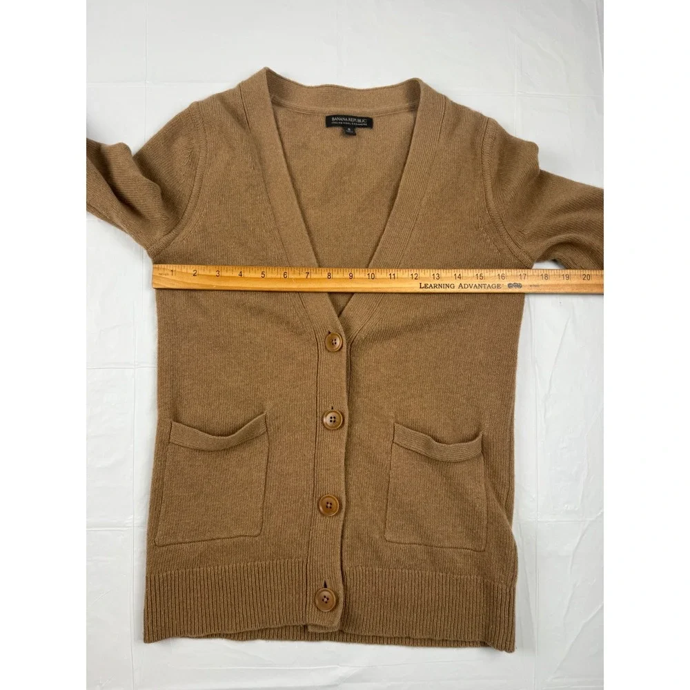 Banana Republic Mens Merino Wool Cashmere Cardigan Sweater Tan Brown Small
